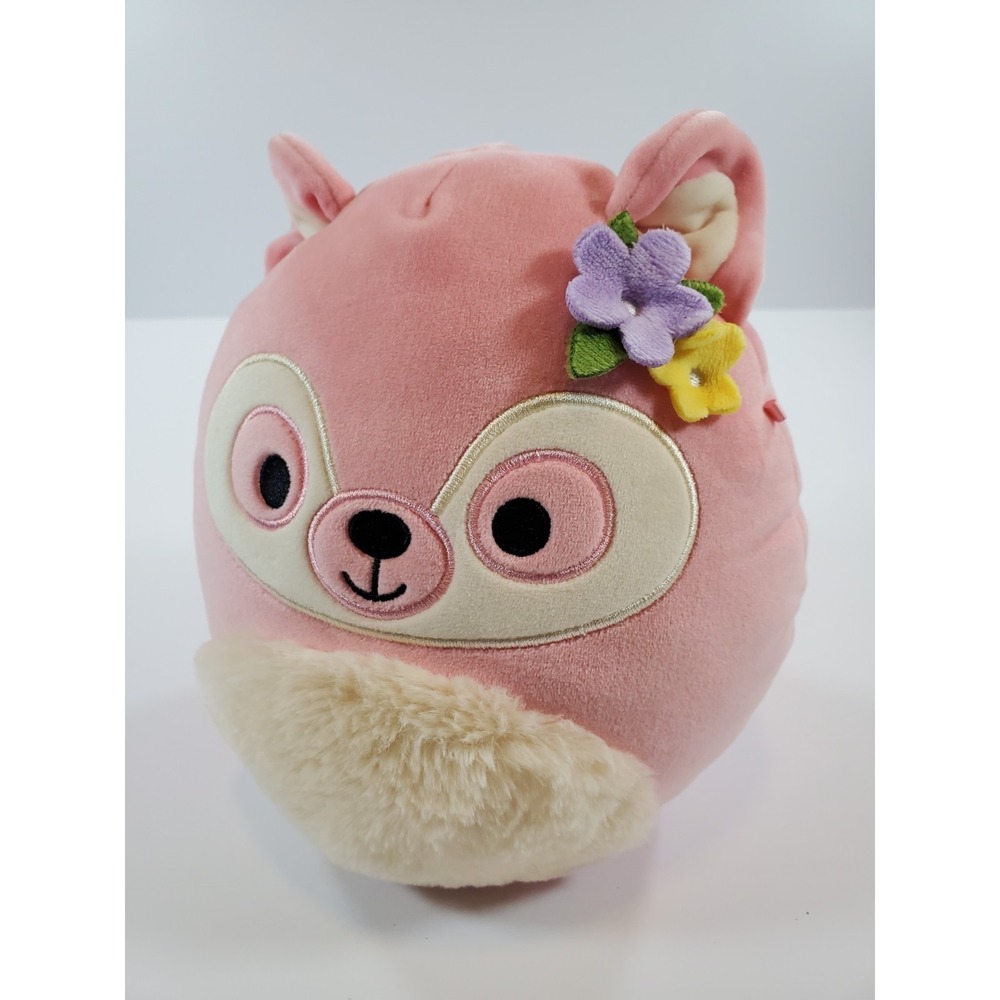 Squishmallows Pink Raccoon Plush 8" Flower Accent Soft Stuffed Animal Original